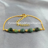 Raw Emerald Bracelet, Healing Bracelet, Ethnic Bracelet, Raw Emerald Bracelet, Dainty Green Crystals Bracelet